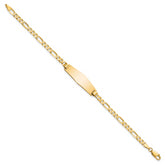 14k Polished Solid Chain/Solid Plate Flat Figaro Link Soft Diamond Shape 28x9.5mm Plate 8 inch ID Bracelet